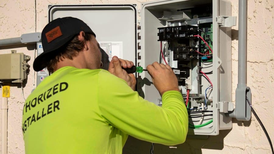 Electricista instalando un tablero